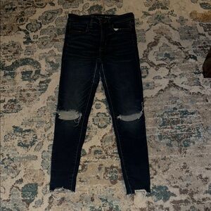 American Eagle Distressed Dark Wash Skinny Jeans